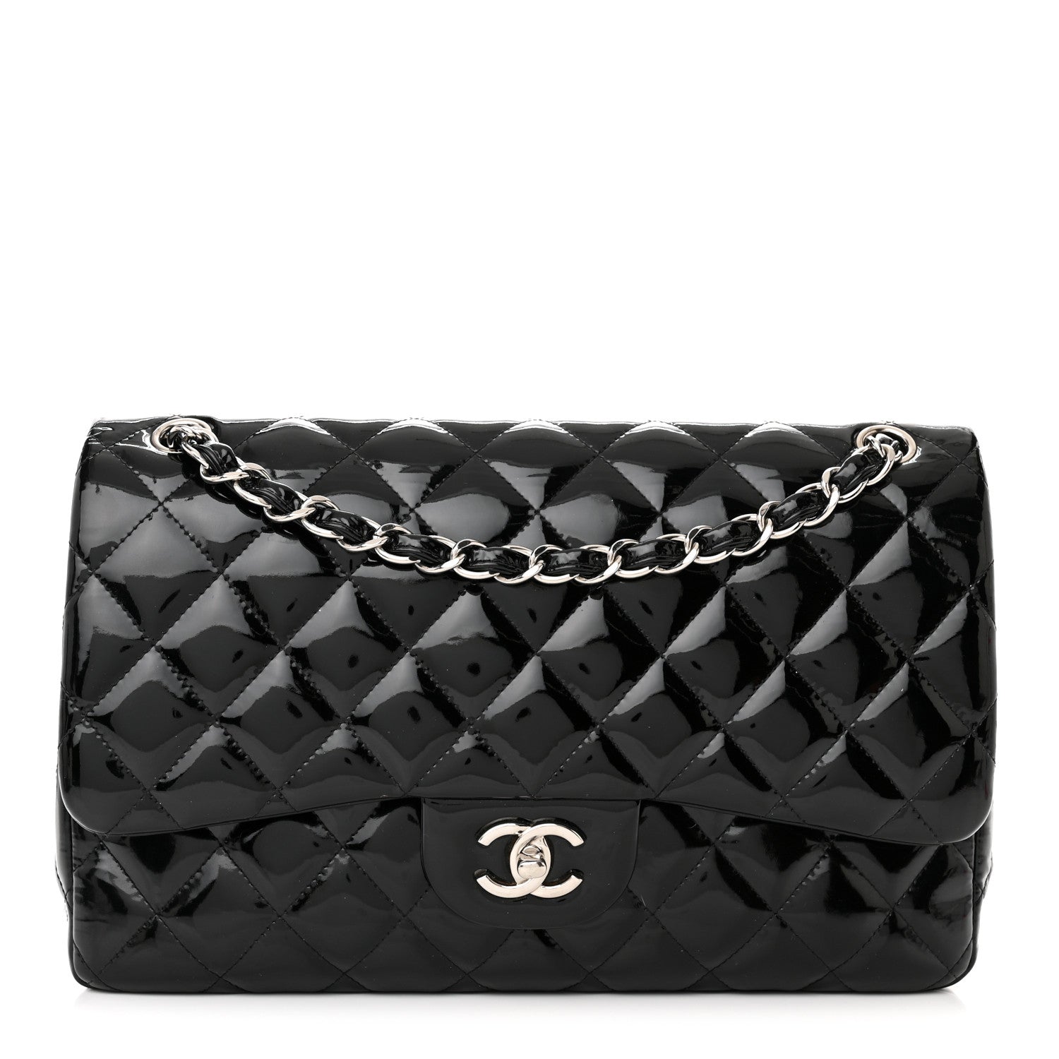 Chanel Patent Quilted Jumbo Double Flap Black 1 of 18