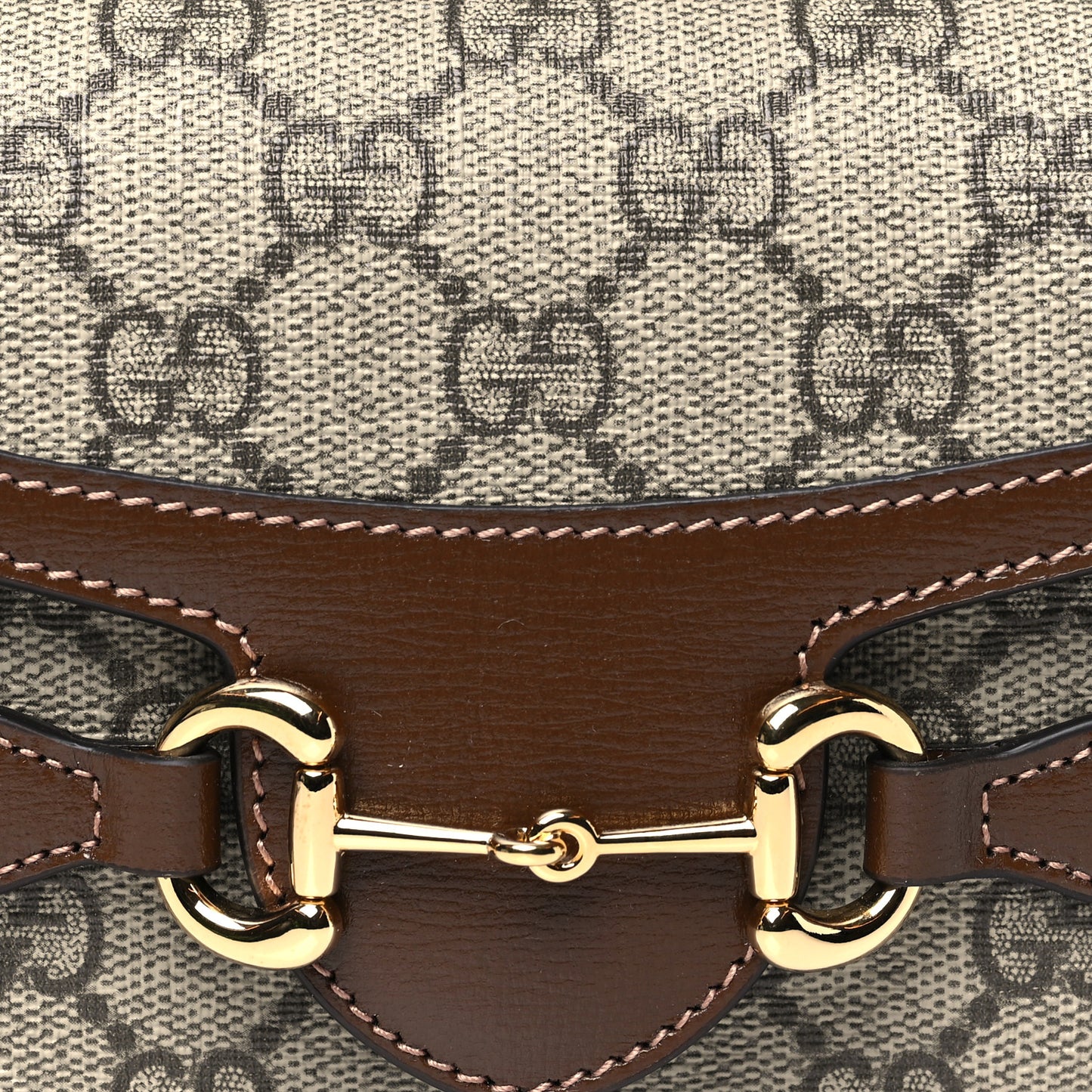 GG Supreme Monogram Mini Horsebit 1955 Shoulder Bag Beige Brown Sugar