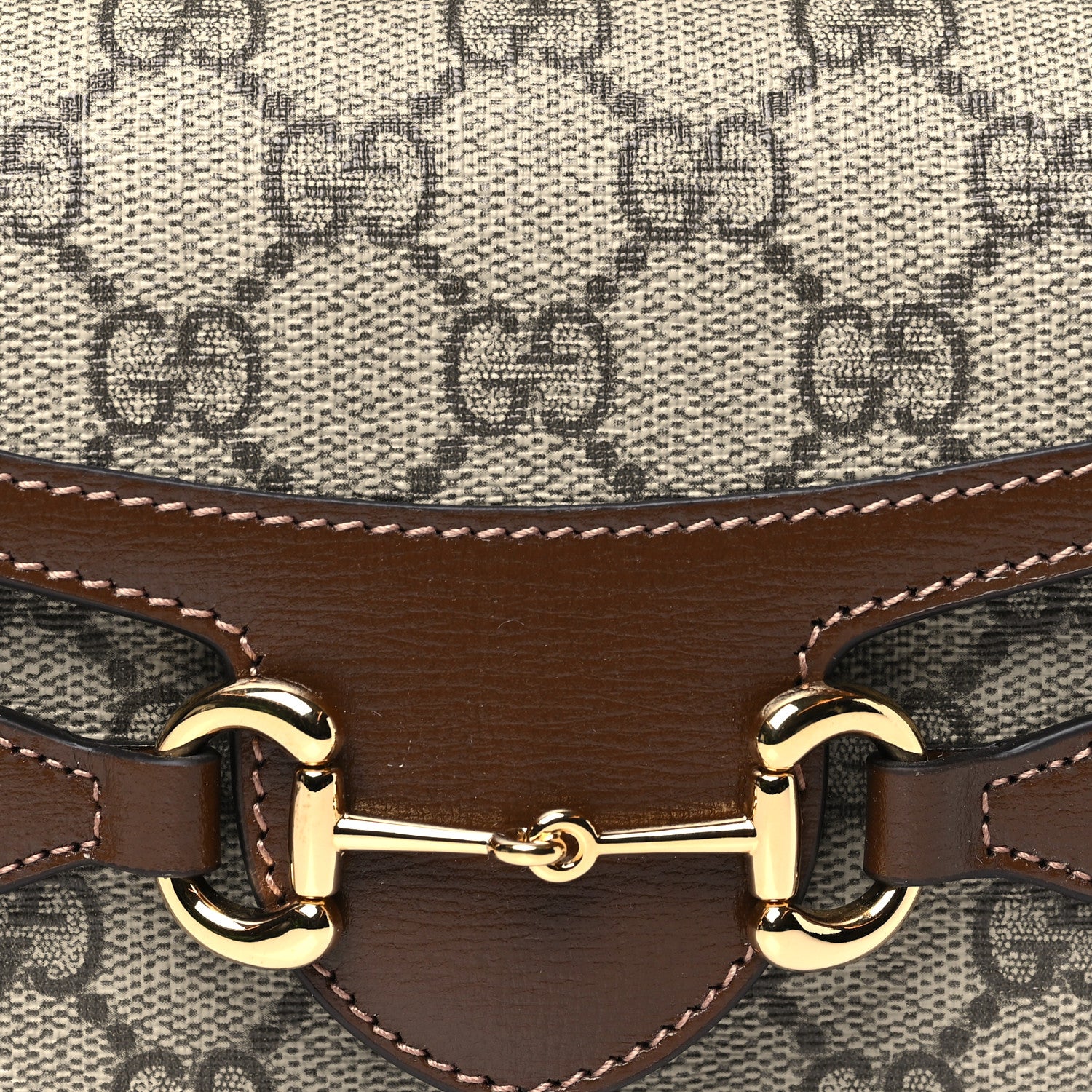 Gucci GG Supreme Monogram Mini Horsebit 1955 Shoulder Bag Beige Brown Sugar 8 of 10
