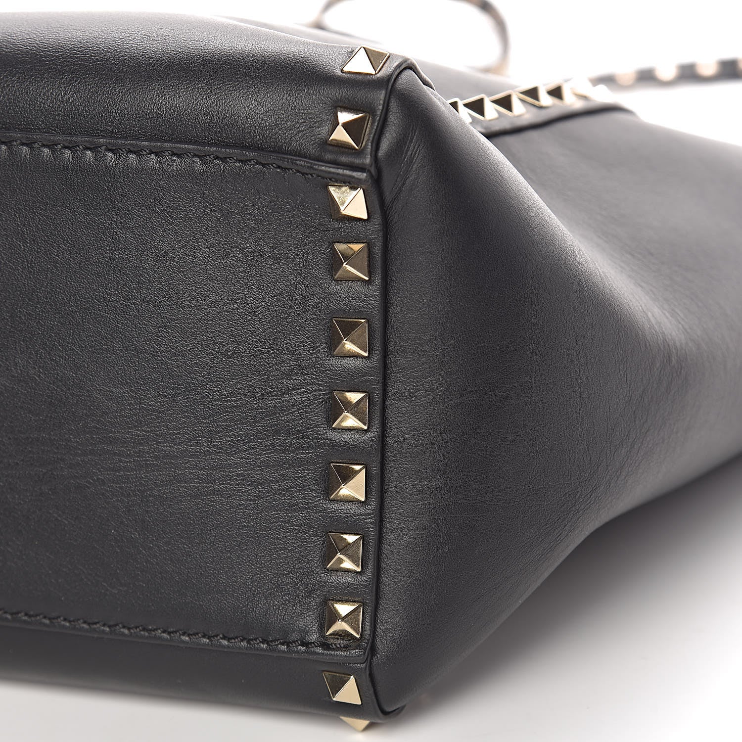Valentino Garavani Vitello Rockstud Double Handle Tote Black 10 of 10