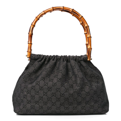 Gucci Monogram Bamboo Top Handle Bag Black 1 of 11