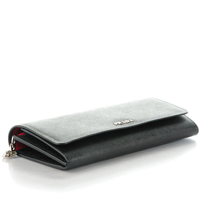 Prada Saffiano Bi-Color Wallet On Chain Nero Black Fuoco 4 of 7