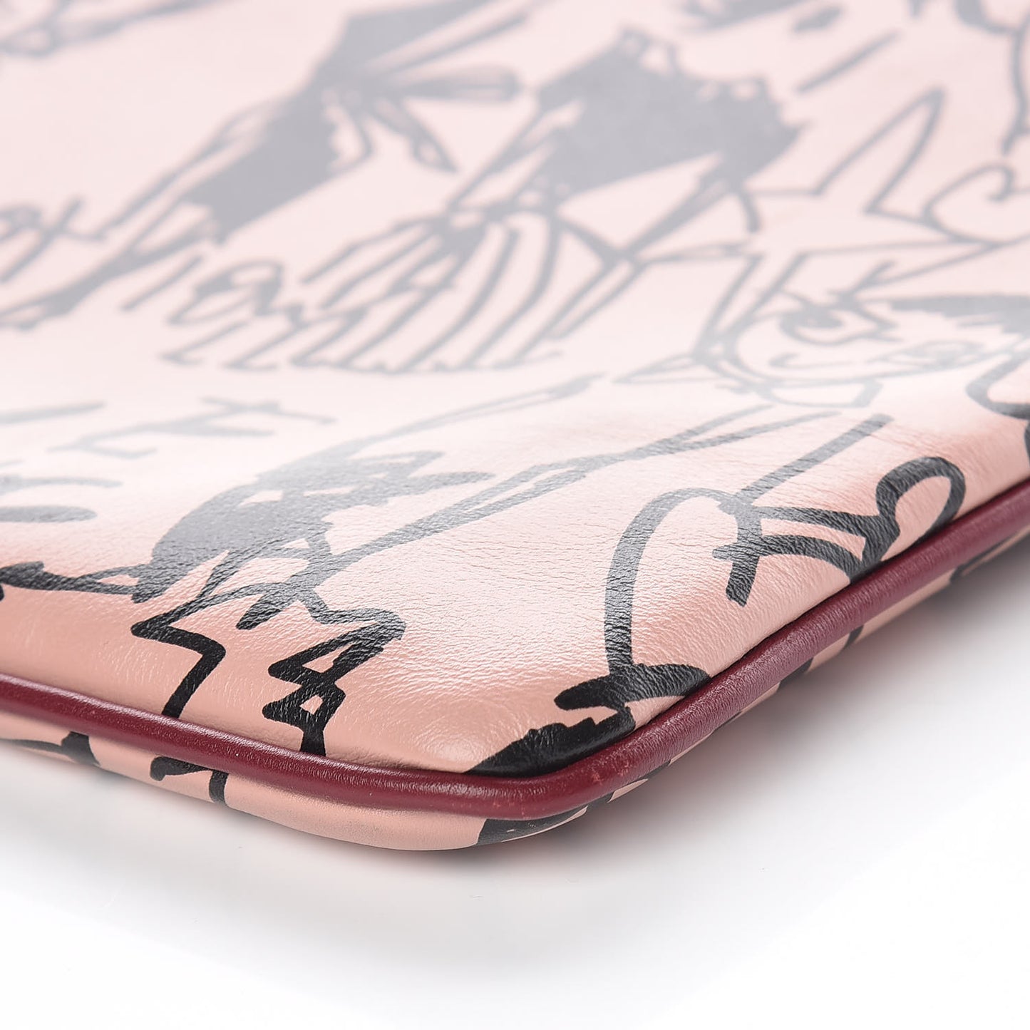 Calfskin Silhouette Sketch Printed Large Pouch Blush