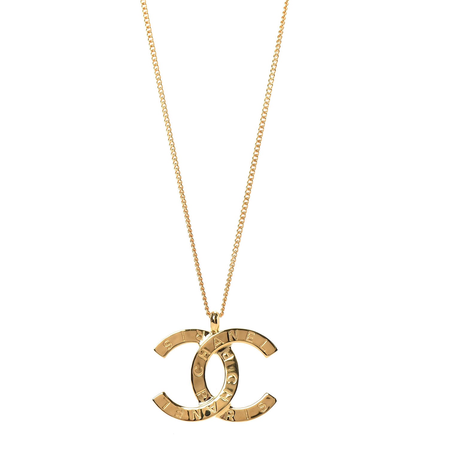 Chanel Metal CC Paris Button Necklace Gold 1 of 6