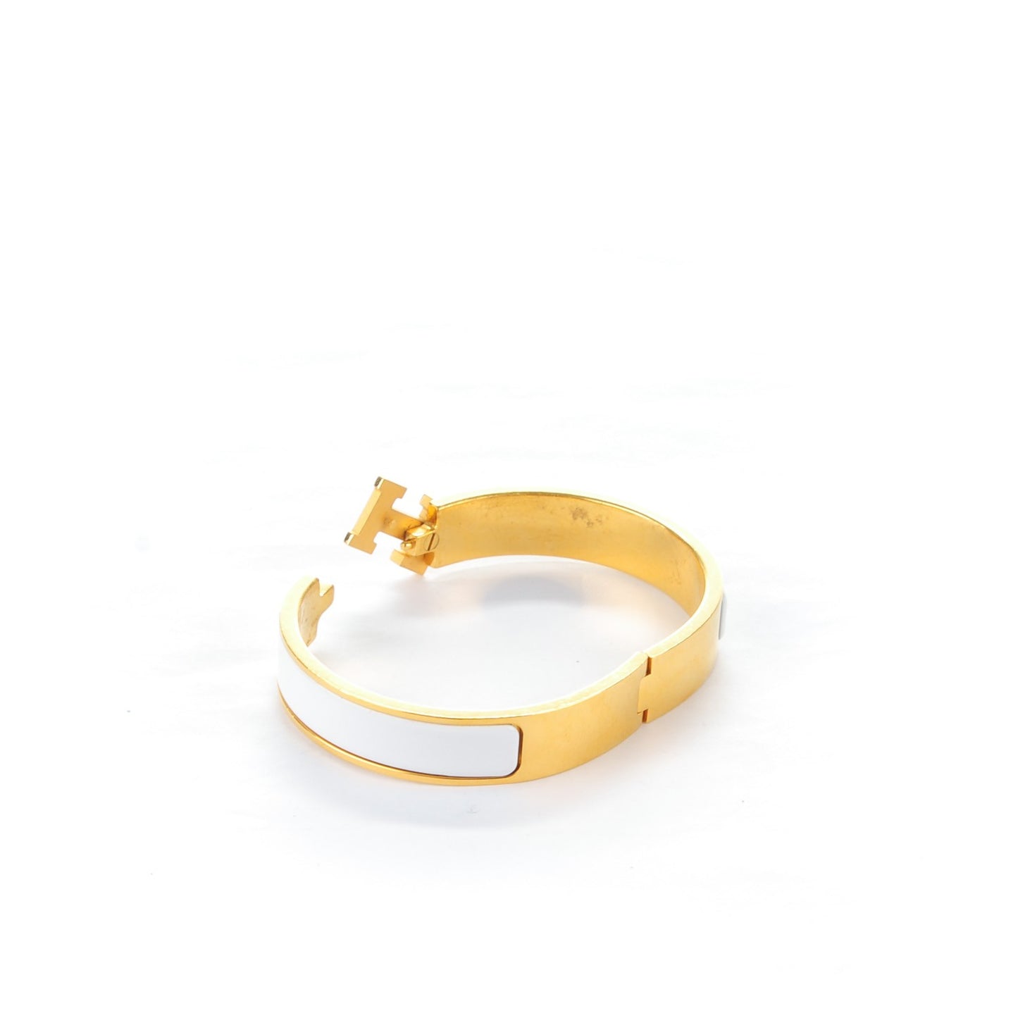 Enamel Narrow Clic Clac H Bracelet PM White