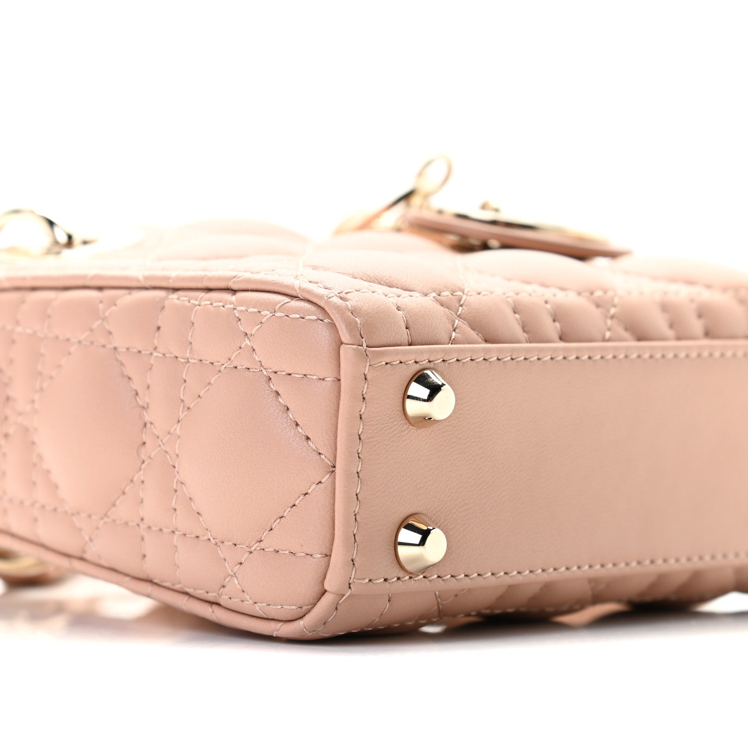 Christian Dior Lambskin Cannage Micro Lady Dior Rose De Vents 6 of 9