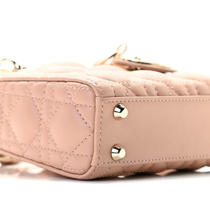 Christian Dior Lambskin Cannage Micro Lady Dior Rose De Vents 6 of 9