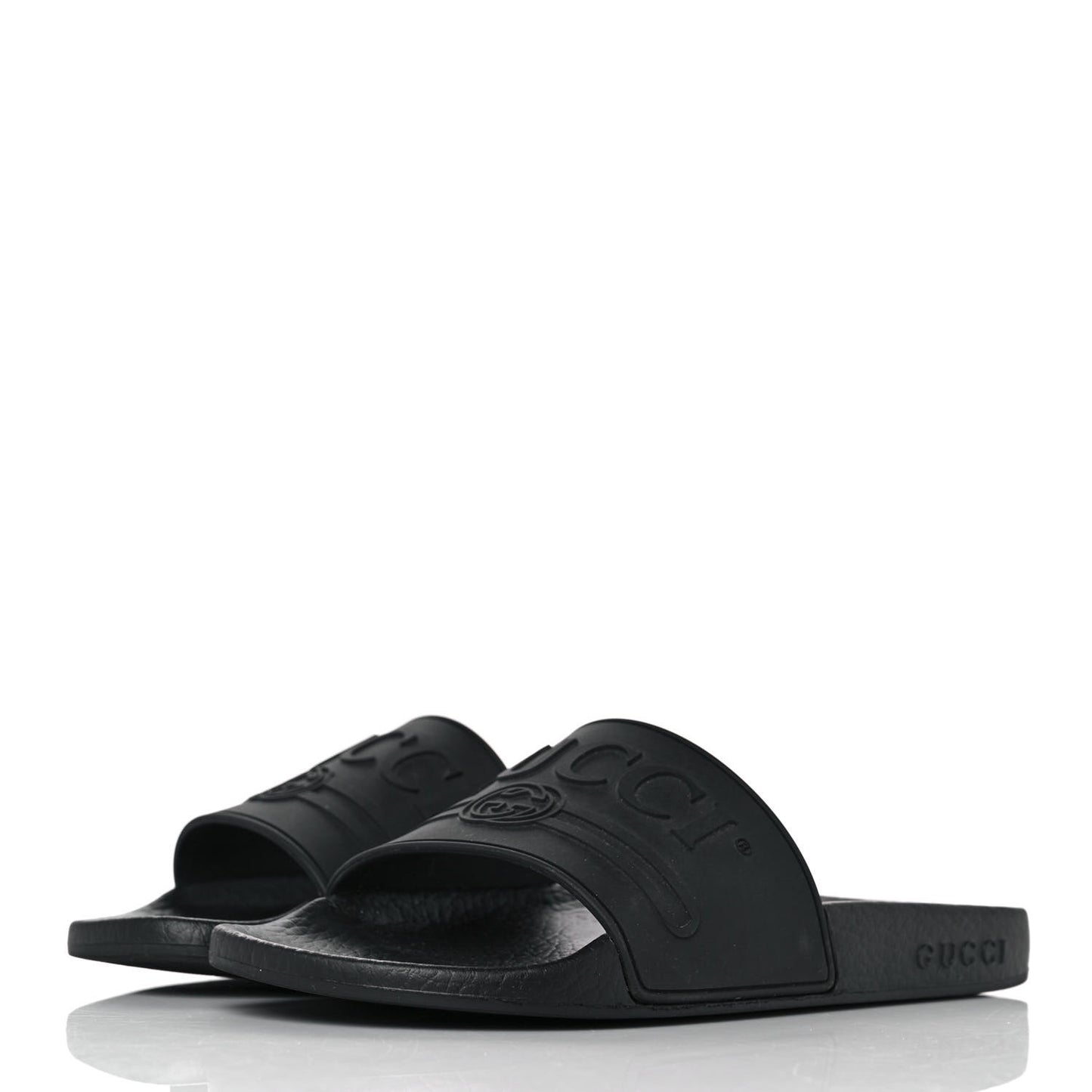 Rubber Womens Logo Slide Sandals 36 Black