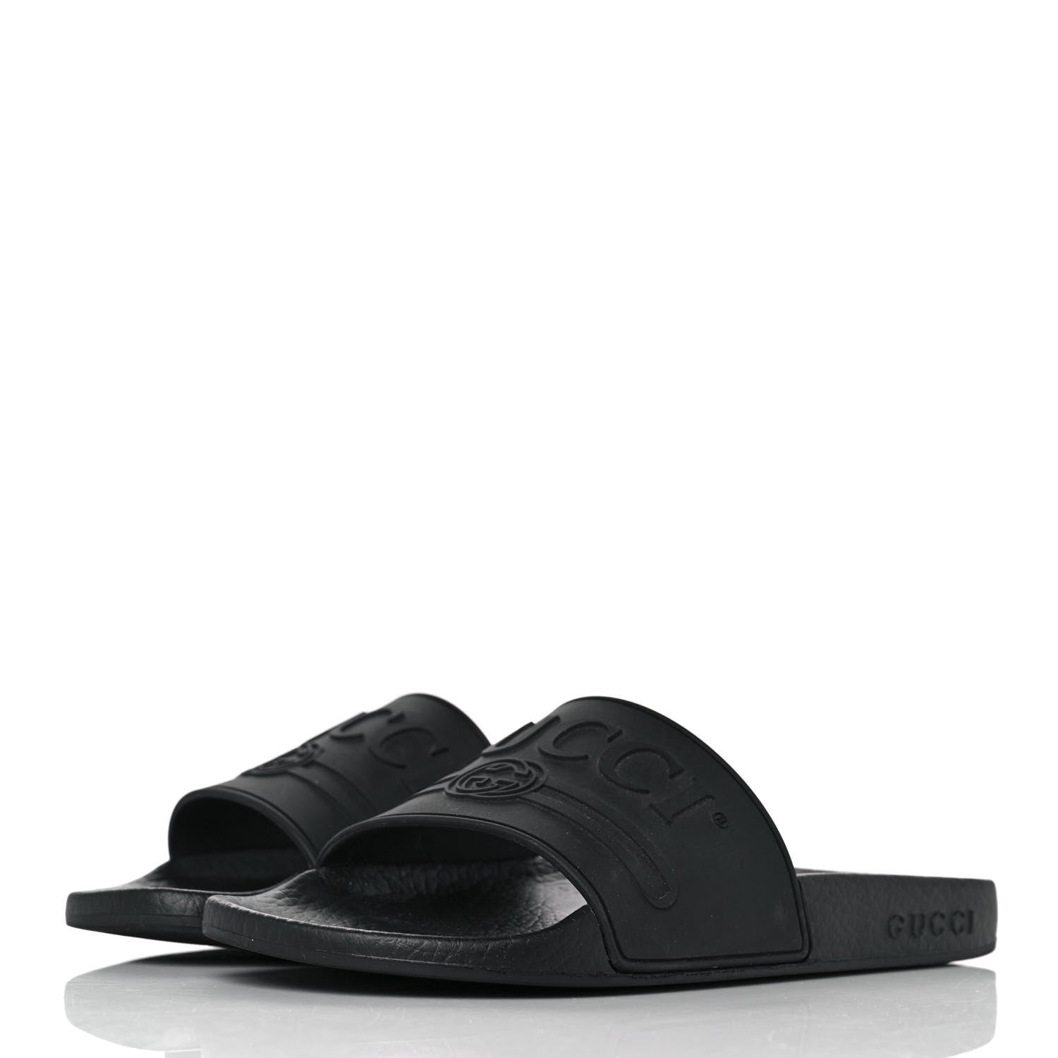 Gucci Rubber Womens Logo Slide Sandals 36 Black 3 of 8
