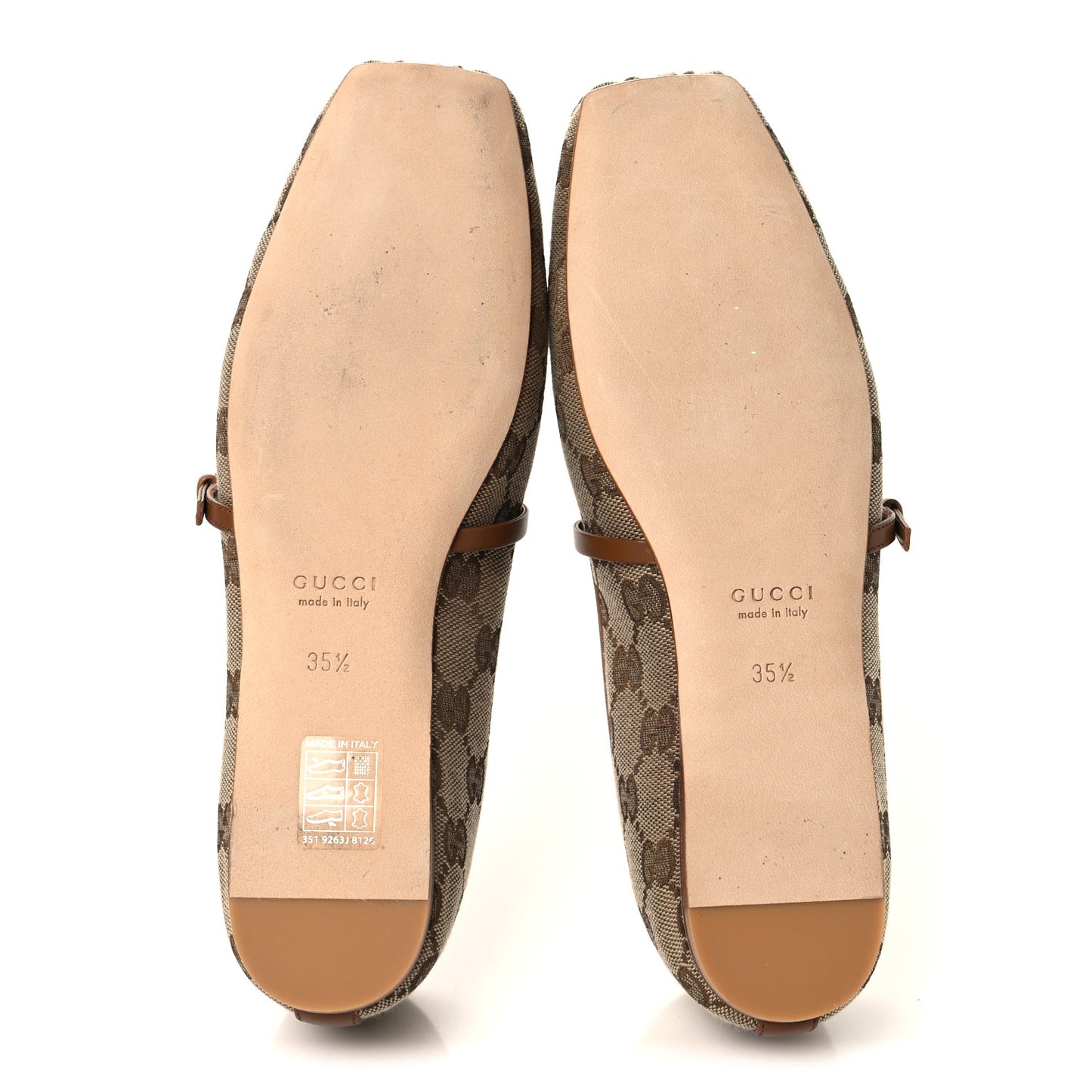 GG Monogram Horsebit Bow Ballet Flats 35.5 Beige Ebony Sundial