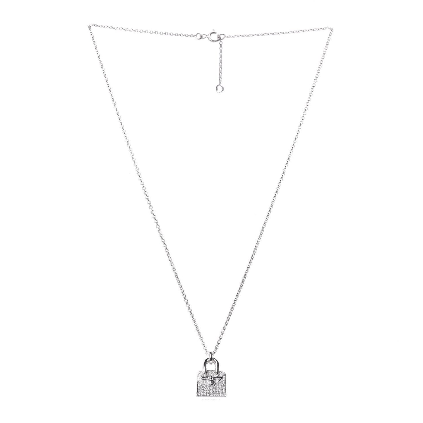 18K White Gold Diamond Birkin Amulette Pendant Necklace