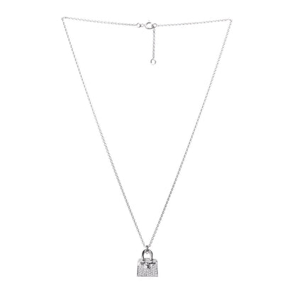 Hermes 18K White Gold Diamond Birkin Amulette Pendant Necklace 3 of 6