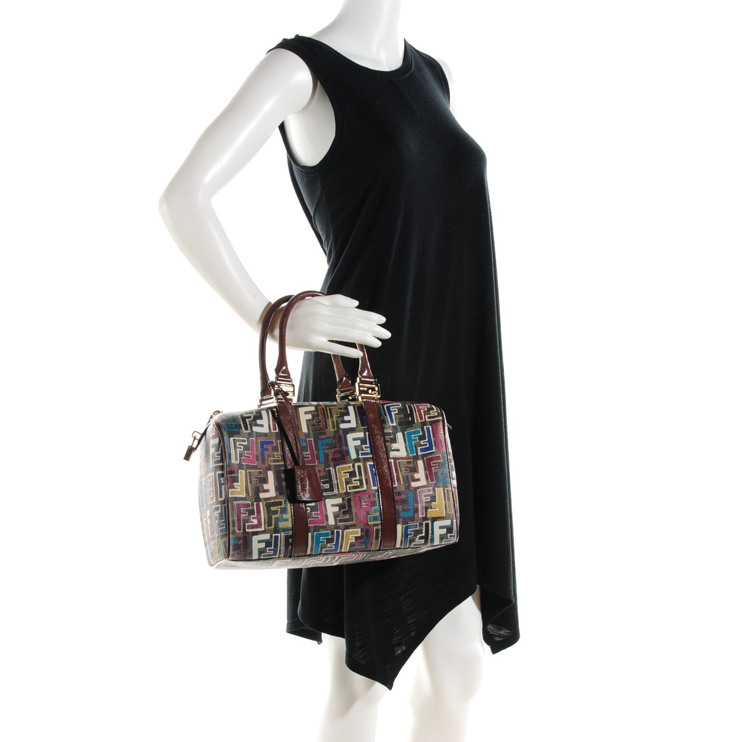 Fendi Zucca Spalmati Vitello FF Multicolor Forever Boston Tobacco Multicolor Marrone 2 of 9