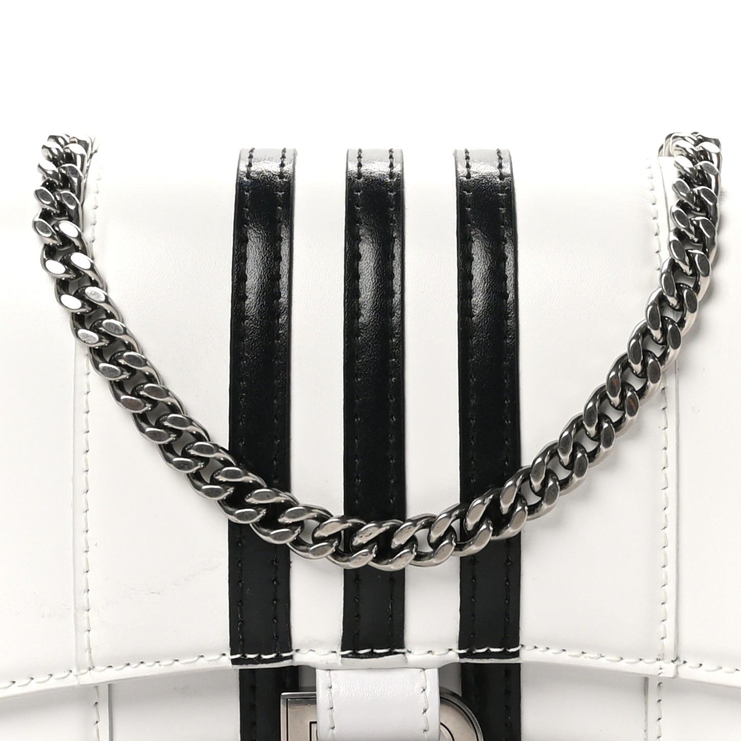 X ADIDAS Box Calfskin Hourglass Chain Bag White