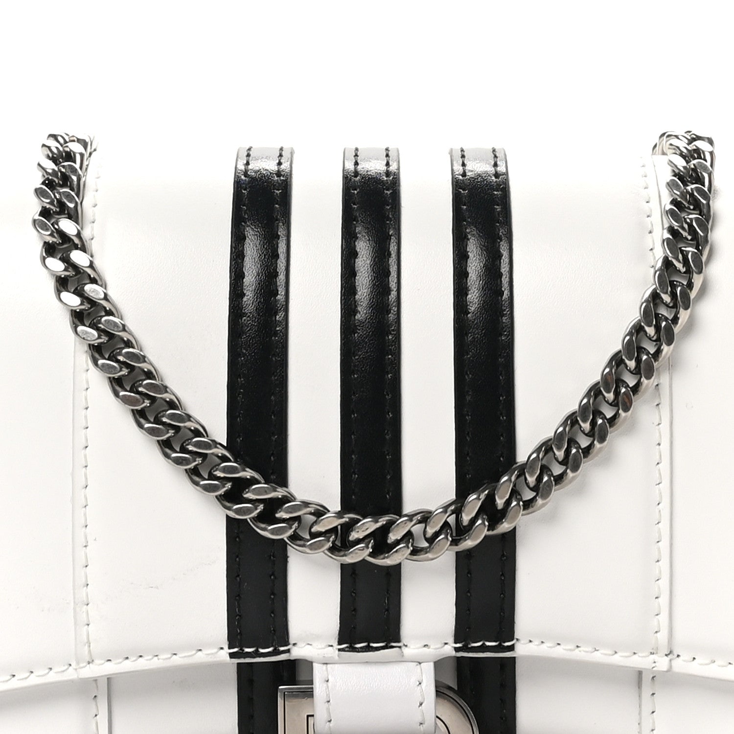 Balenciaga X ADIDAS Box Calfskin Hourglass Chain Bag White 7 of 9
