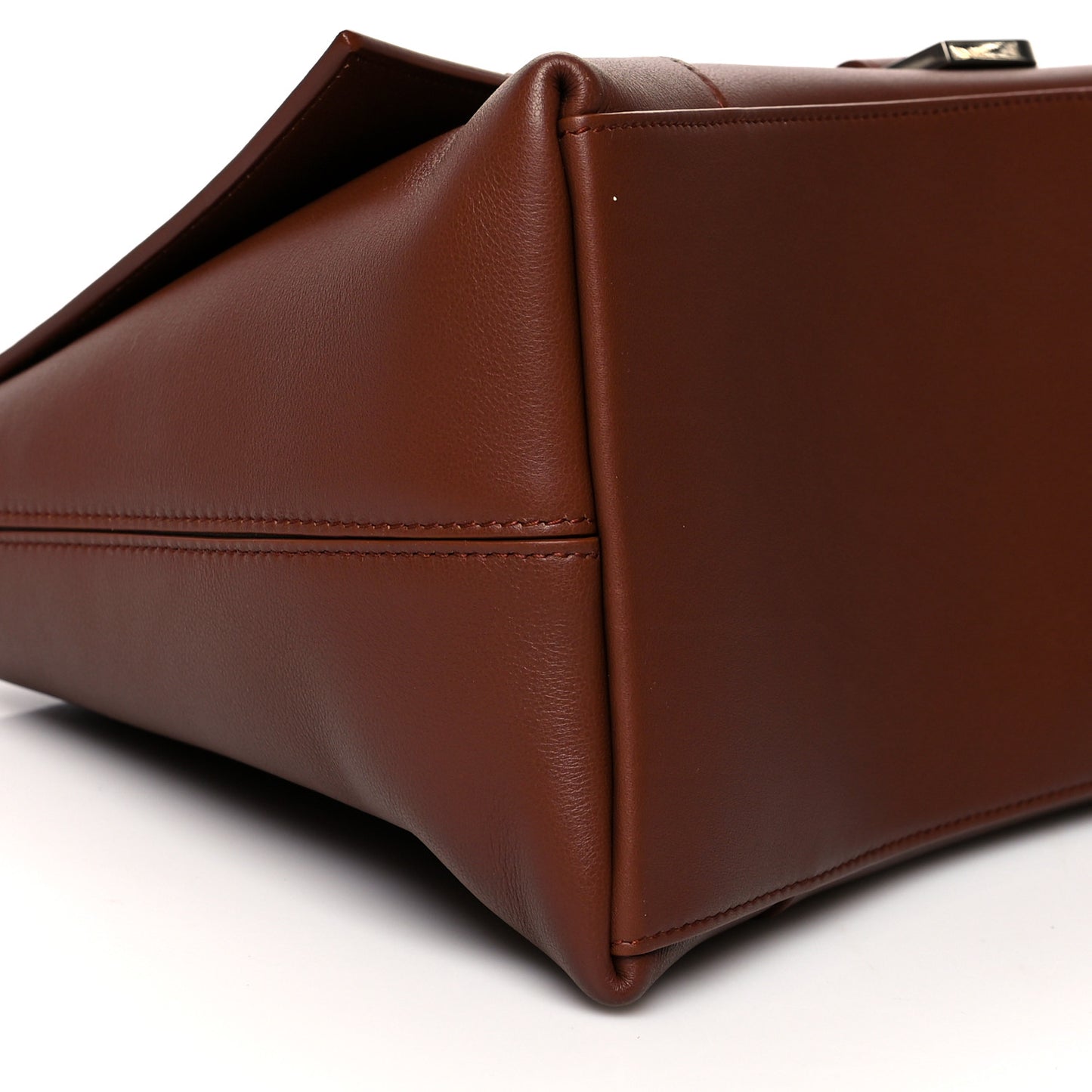 Semi Shiny Smooth Calfskin M Downtown Shoulder Bag Dark Tan