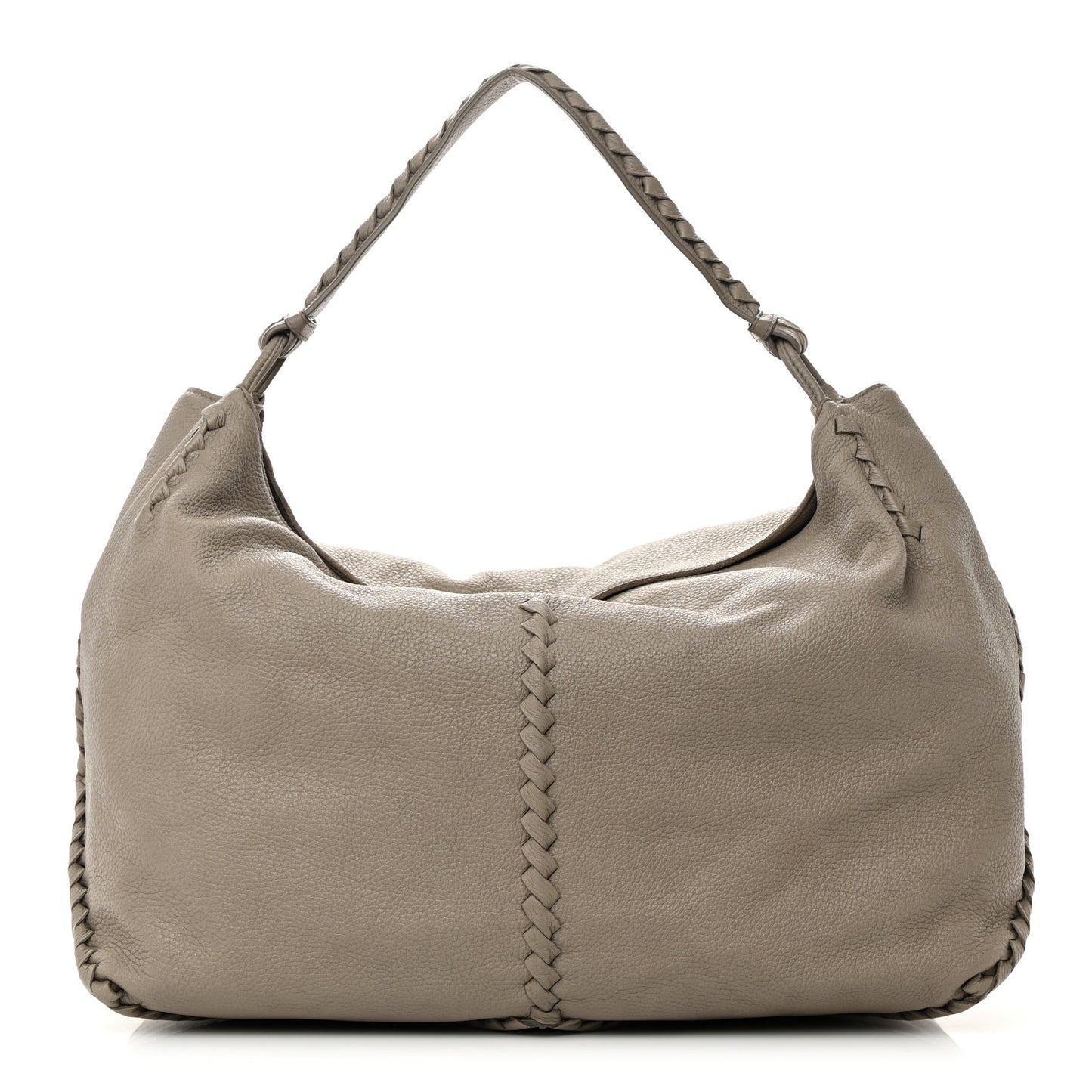 Washed Cervo Deerskin Large Hobo Light Grey