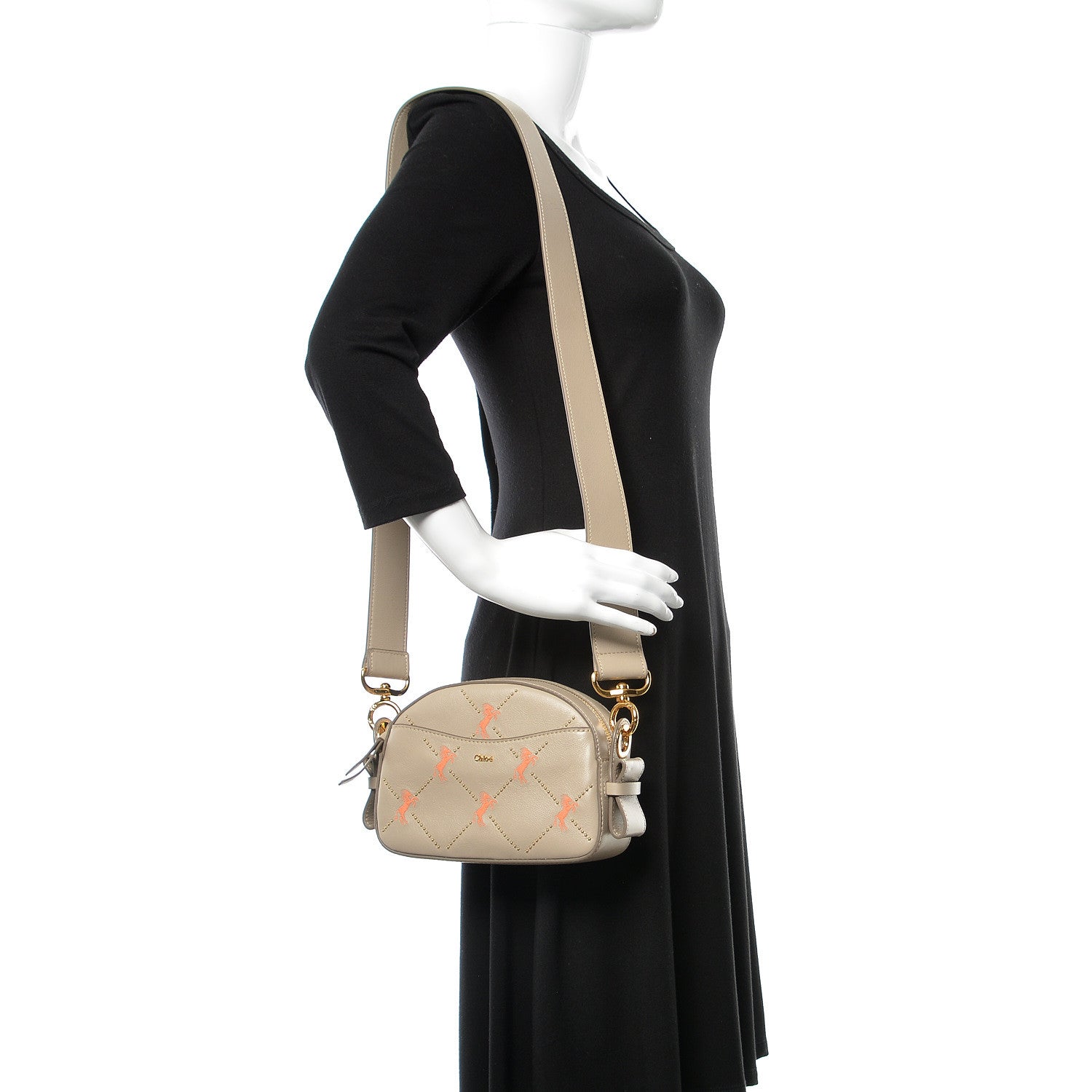 Chloe Smooth Calfskin Little Horses Embroidered Shoulder Bag Pastel Grey 3 of 10