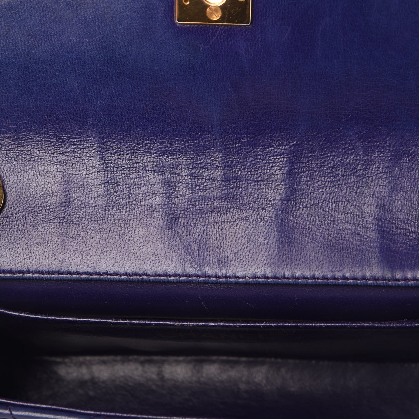 Lambskin Quilted Small Single Flap Navy