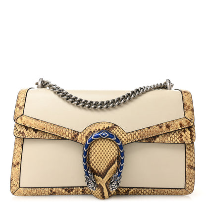 Gucci Calfskin Snakeskin Enamel Small Dionysus Shoulder Bag White Beige Electric Blue 1 of 11
