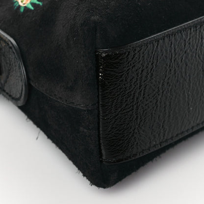 Gucci Suede Patent Dragon Embroidered Small Ophidia Dome Shoulder Bag Blue Multicolor Black 10 of 11