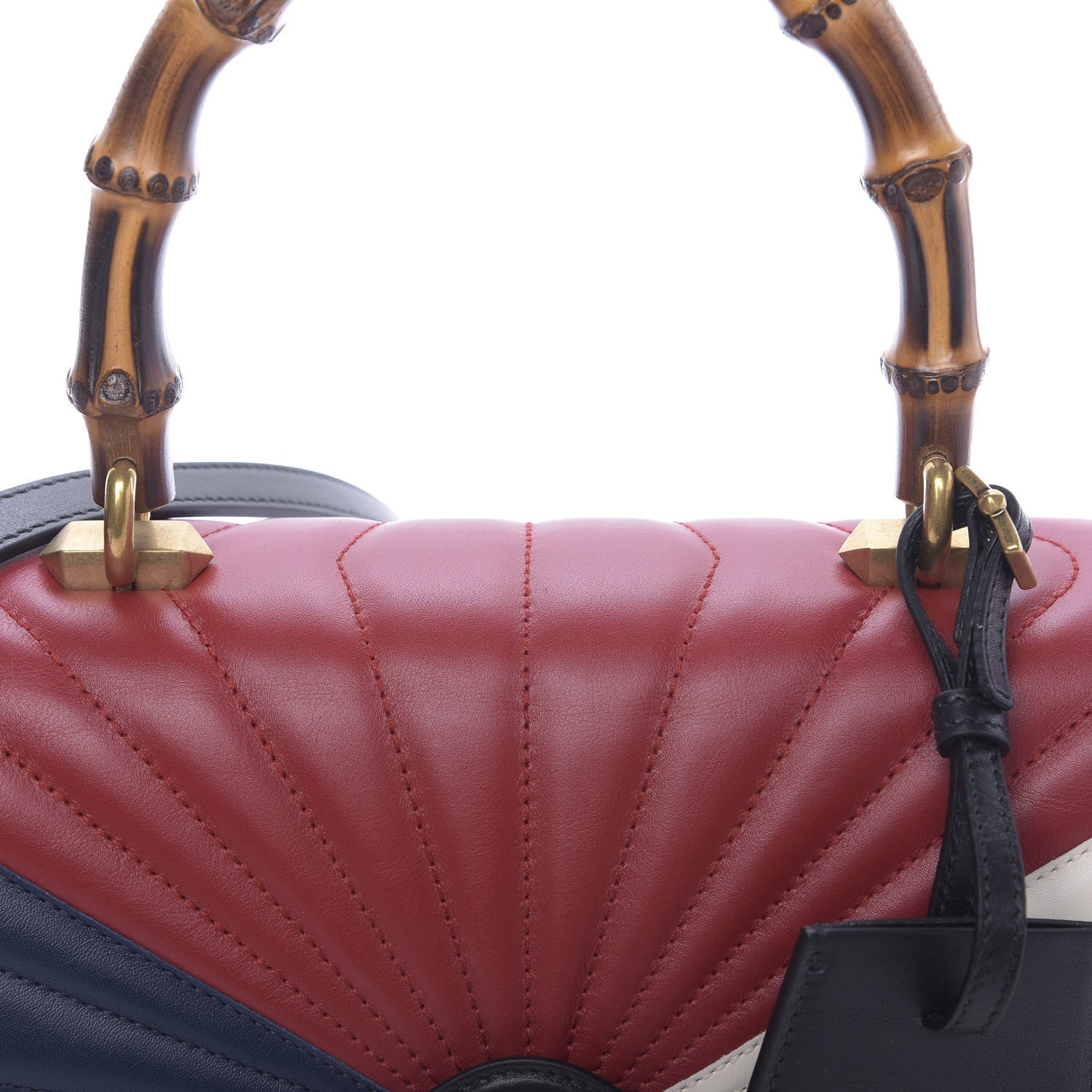 Gucci Calfskin Bamboo Trapuntata Queen Margaret Top Handle Bag Blue Agata Hibiscus Red Mystic White Sugar Pink 14 of 14