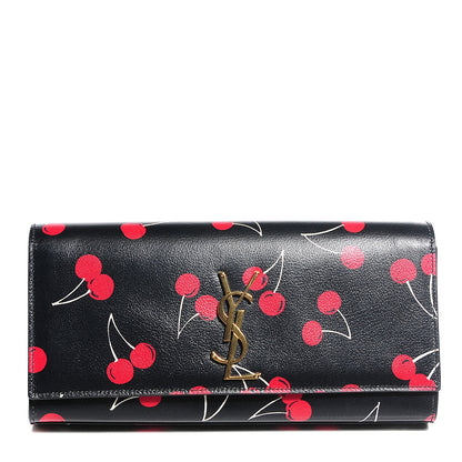 Saint Laurent Grained Calfskin Cherry Classic Monogram Clutch 1 of 8