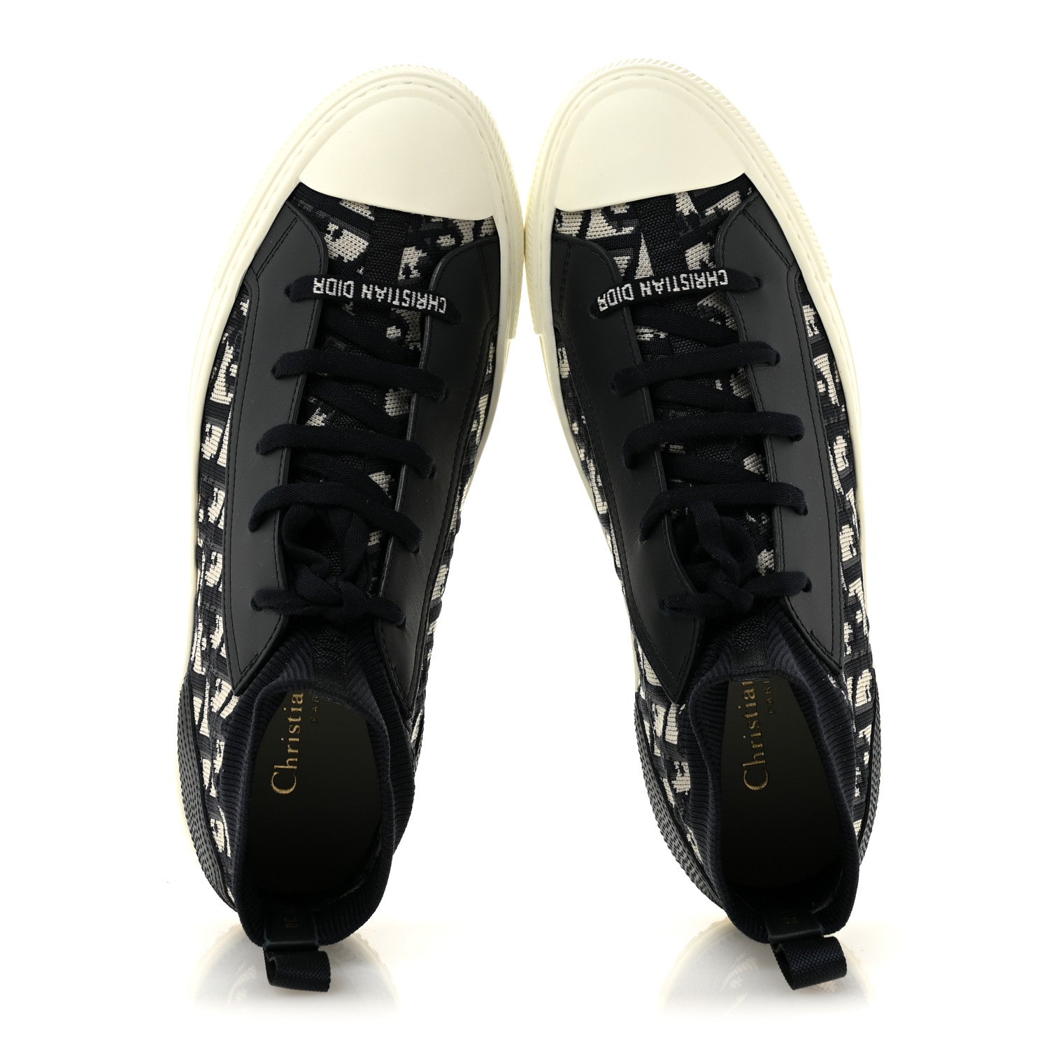 Christian Dior Technical Knit Calfskin Oblique Womens Walk'n Dior Mid Top Sneakers 41 Deep Blue 2 of 10