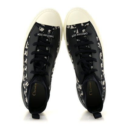 Christian Dior Technical Knit Calfskin Oblique Womens Walk'n Dior Mid Top Sneakers 41 Deep Blue 2 of 10