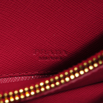 Prada Saffiano Triangle Flap Wallet Peonia 6 of 11