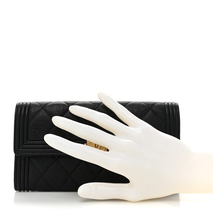 Chanel Caviar Quilted Large Boy Gusset Flap Wallet Black 2 of 15