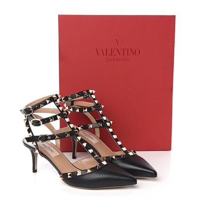 Valentino Garavani Nappa Rockstud Ankle Strap Low Heel Pumps 36 Black 9 of 9