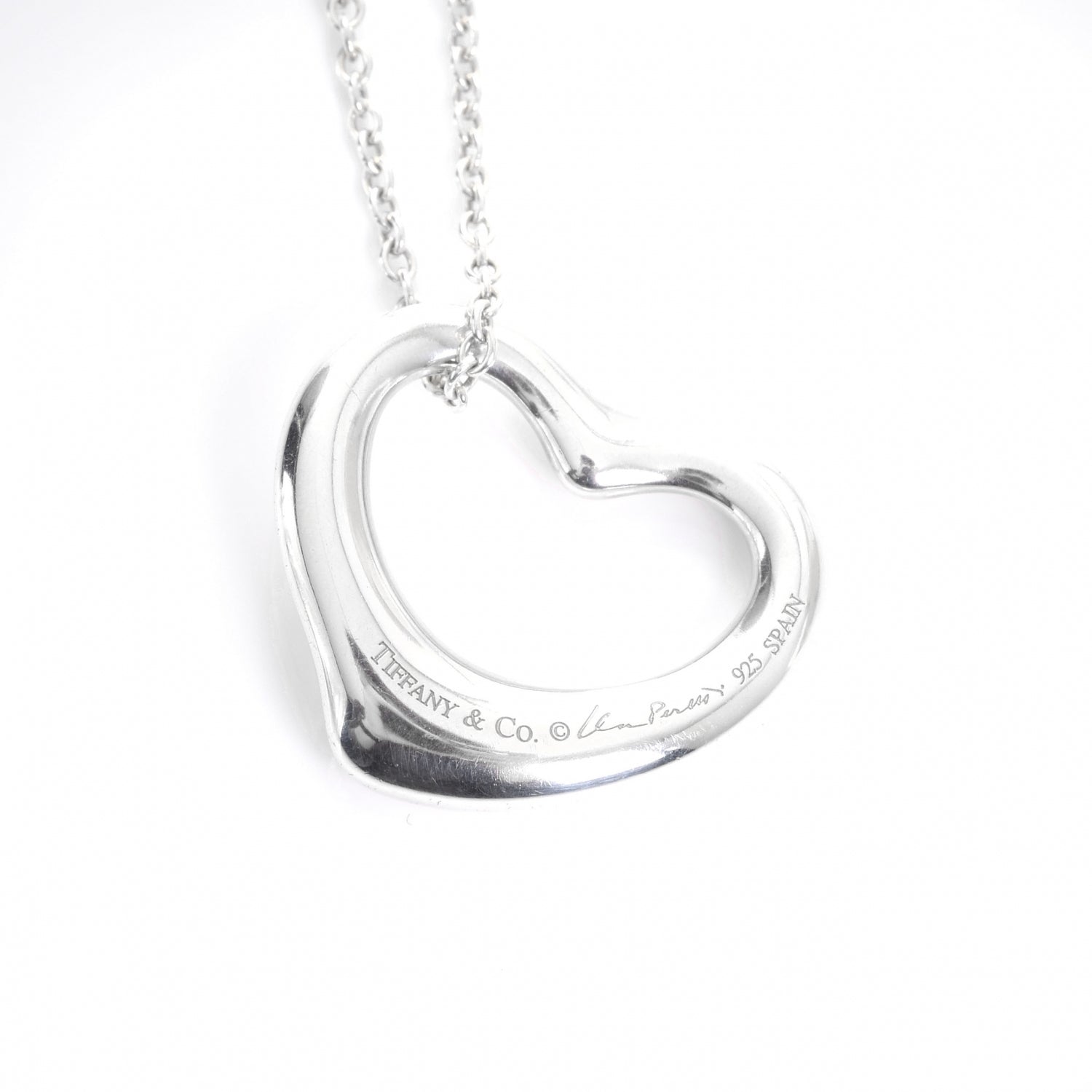 Tiffany Sterling Silver 16mm Elsa Peretti Open Heart Pendant Necklace 4 of 6