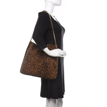 Saint Laurent Suede Leopard Print Medium Suzanne Hobo Natural 2 of 10