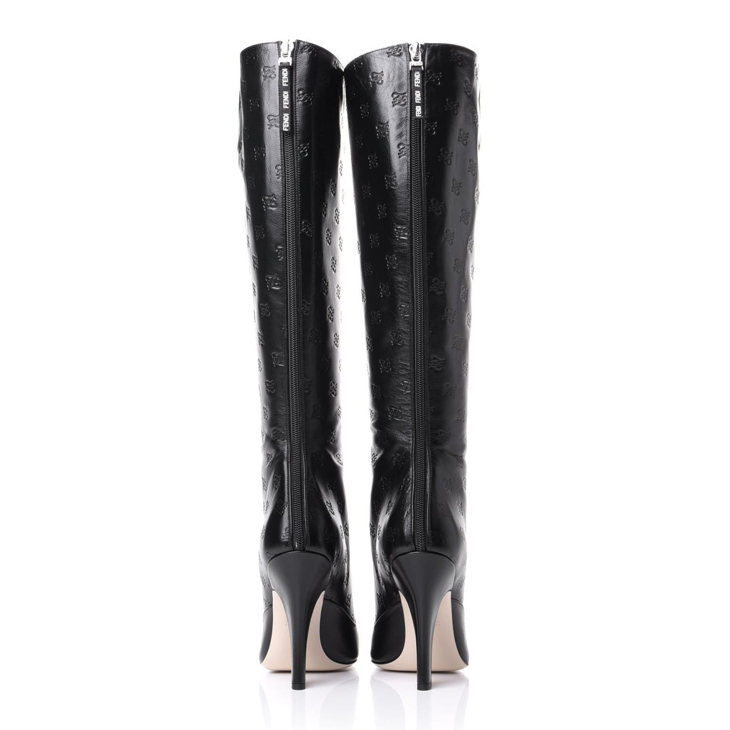 Vitello Karligraphy Embossed FFreedom Knee High Boots 39 Black