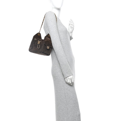 Chanel Suede Quilted Mini Chanel 25 Handbag Dark Brown 2 of 13