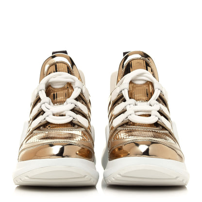 Louis Vuitton Metallic Calfskin Technical Nylon LV Archlight Sneakers 36 Gold White 2 of 8