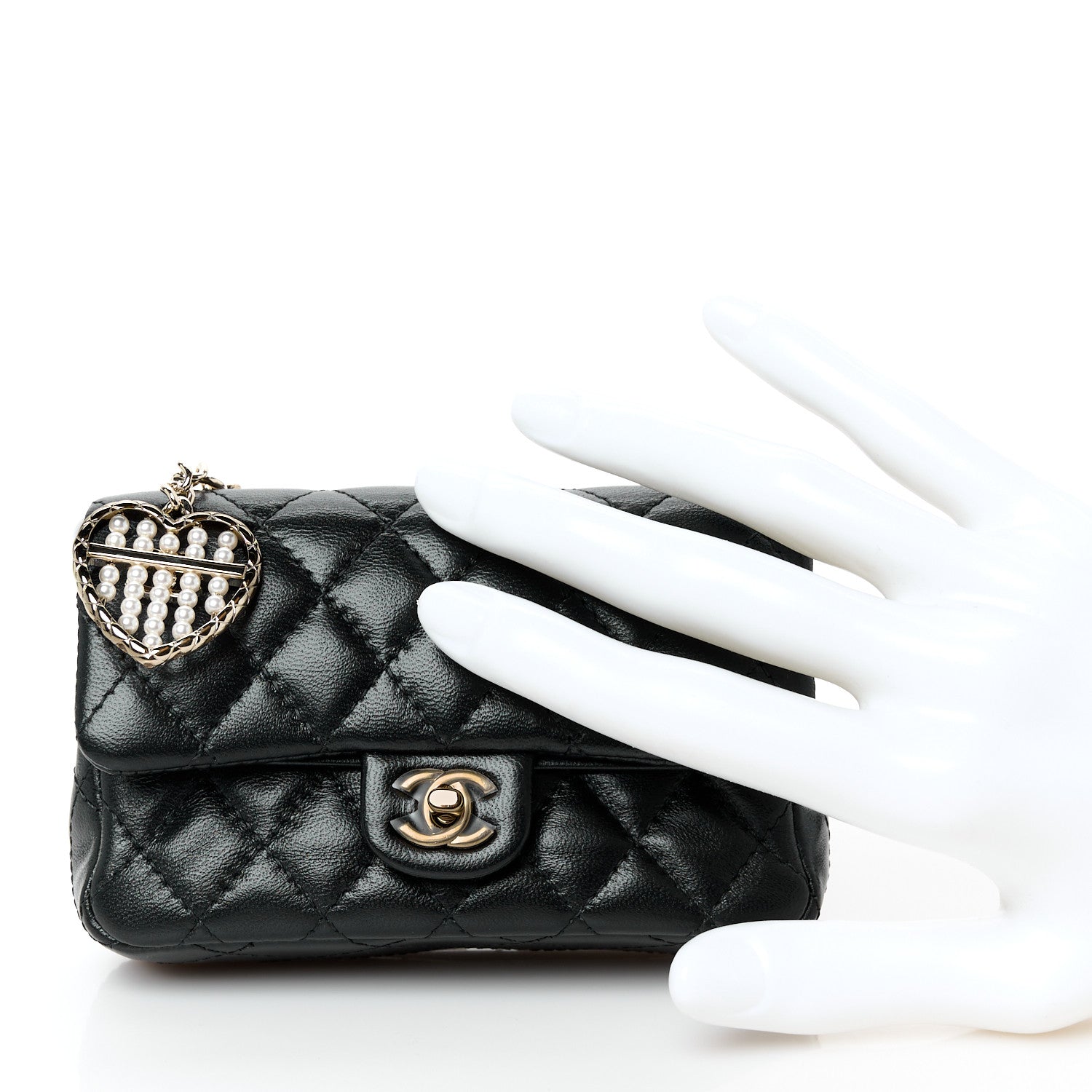 Chanel Lambskin Quilted Mini Double Flap With Hook Black 2 of 12