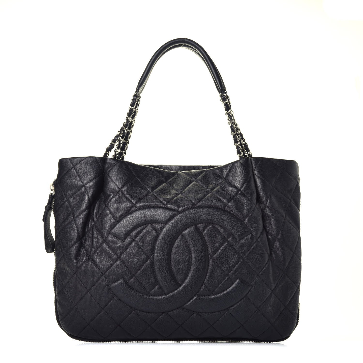 Chanel Caviar Expandable Zip Shoulder Bag Black 1 of 9