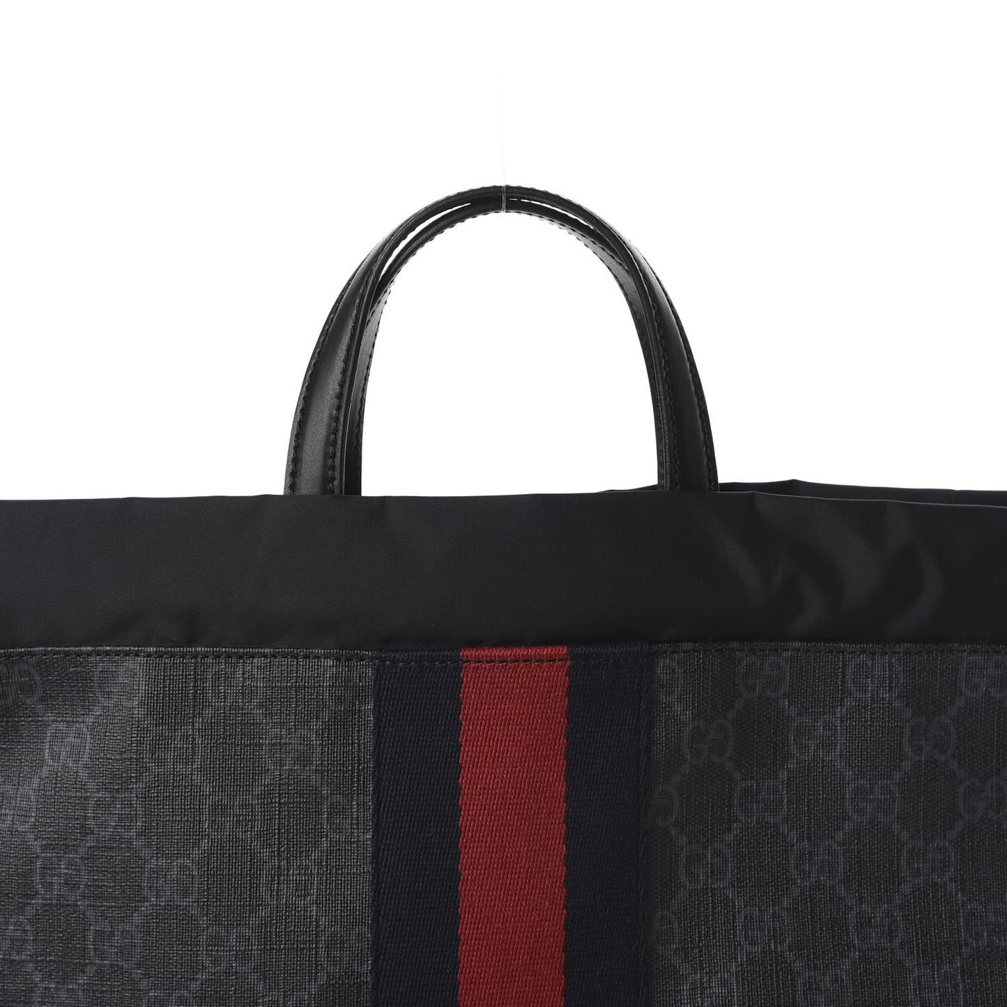 Soft GG Supreme Monogram Appia Calfskin Web Drawstring Backpack Black