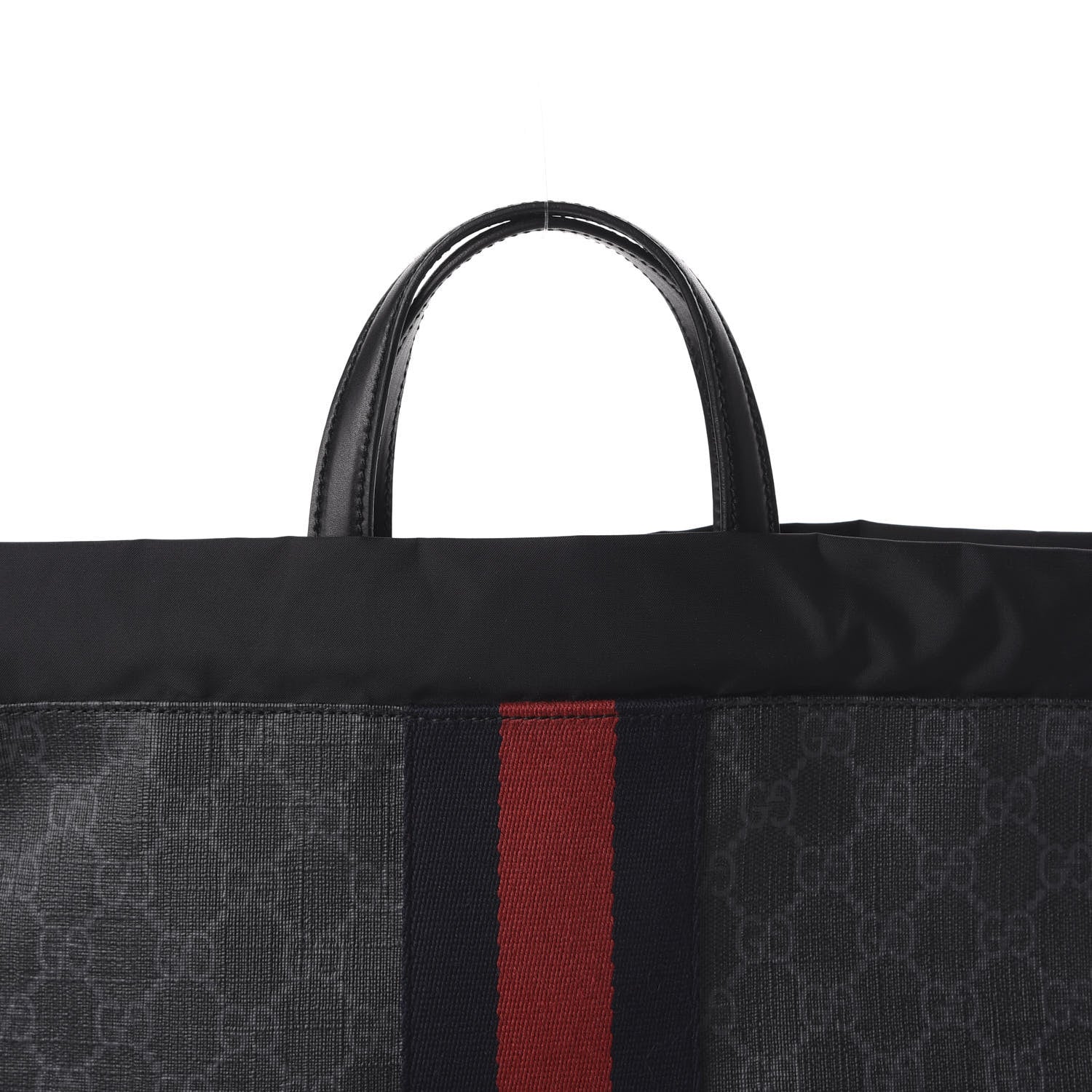 Gucci Soft GG Supreme Monogram Appia Calfskin Web Drawstring Backpack Black 9 of 9