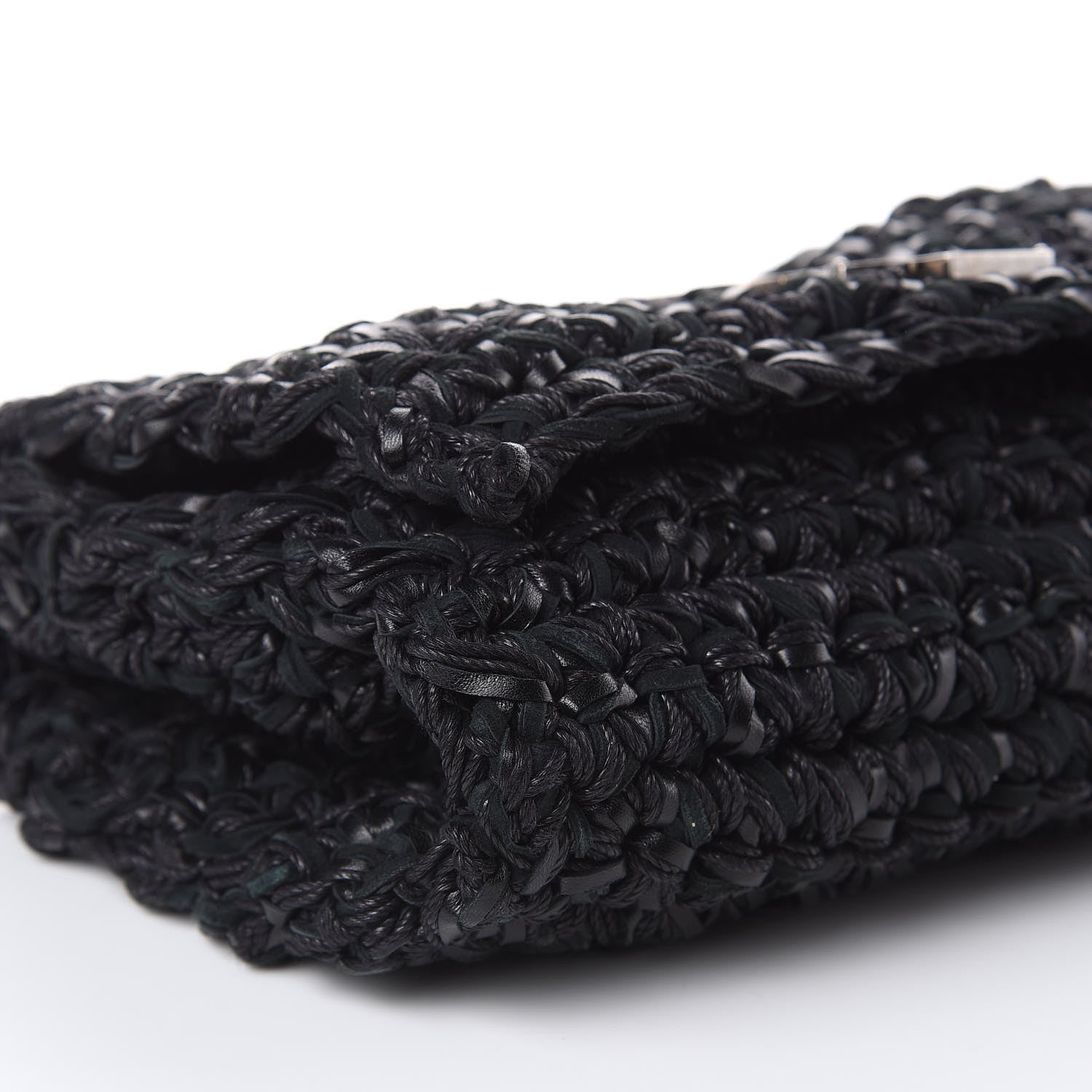 Saint Laurent Woven Calfskin Medium Monogram Kate Satchel Black 8 of 9