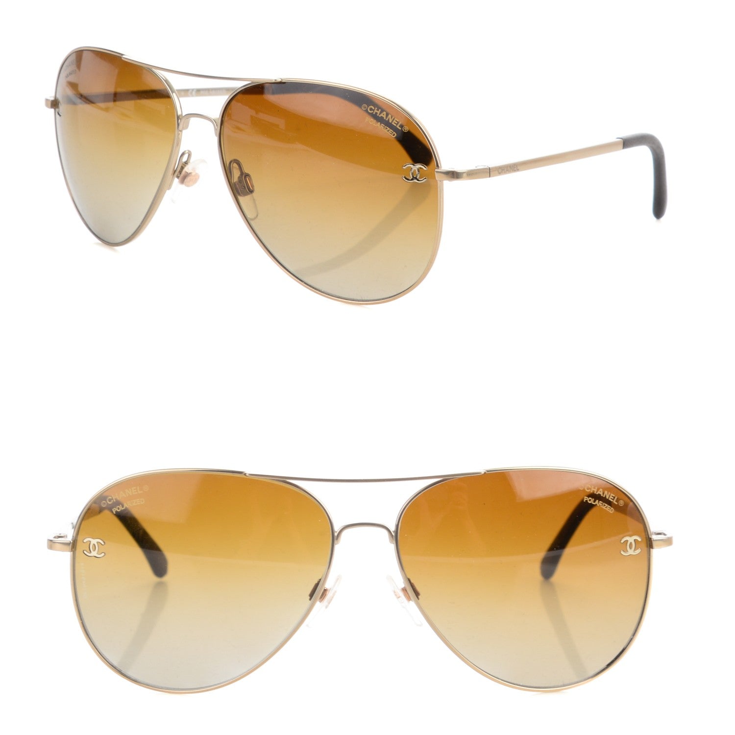 Chanel Aviator CC Sunglasses 4189-T-Q Gold 1 of 4