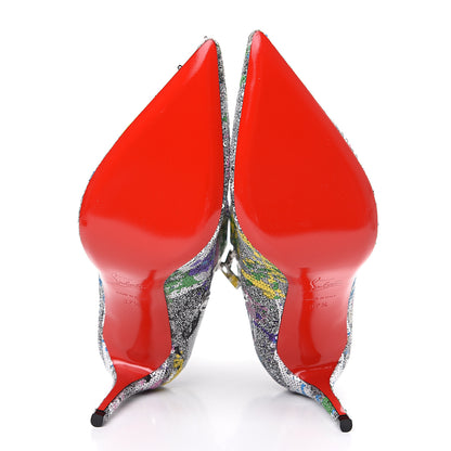 Christian Louboutin Paillette Splash So Kate Booty 85 Ankle Boots 37.5 Silver Multicolor 5 of 8