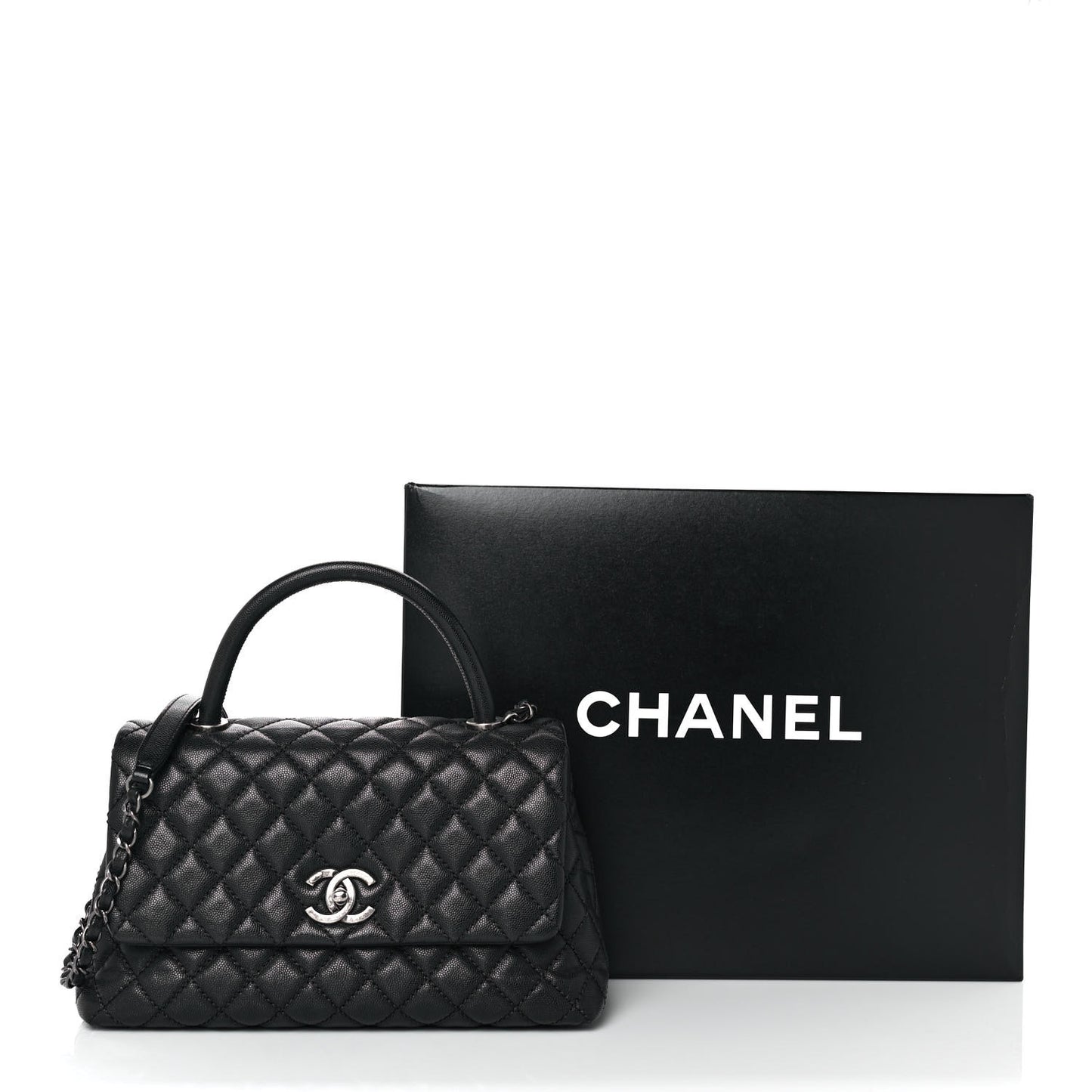 Caviar Quilted Small Coco Handle Flap Black