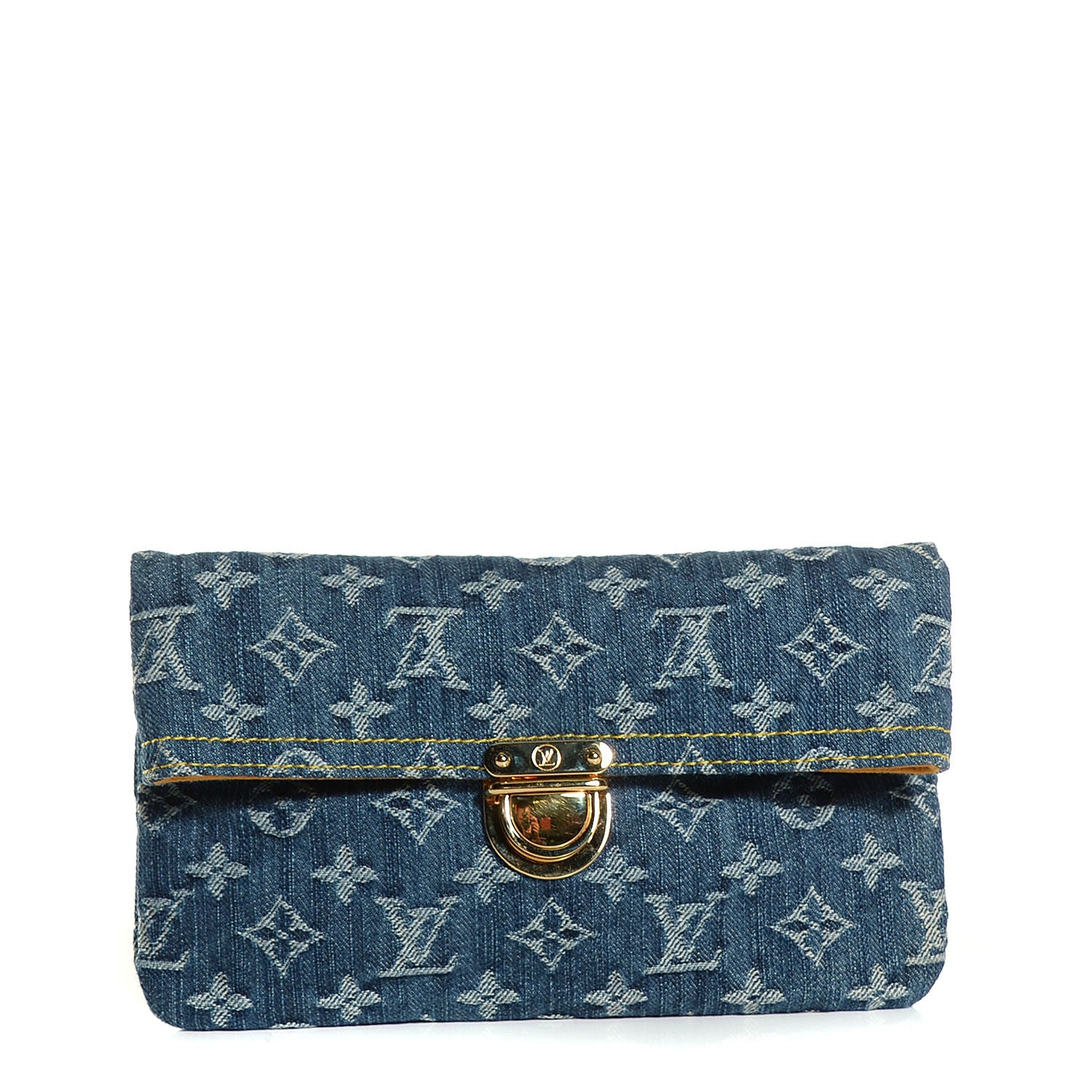 Louis Vuitton Monogram Denim Pochette Plat Clutch Blue 1 of 7