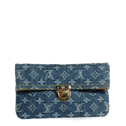 Louis Vuitton Monogram Denim Pochette Plat Clutch Blue 1 of 7