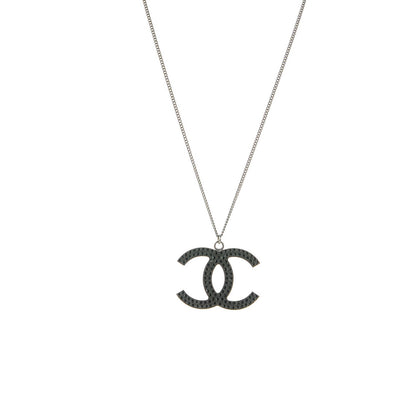 Chanel Crystal Large CC Necklace Dark Silver 1 of 4