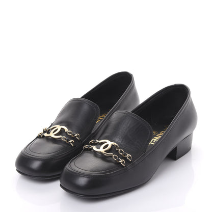 Chanel Calfskin CC Mocassin Loafers 38.5 Black 3 of 9