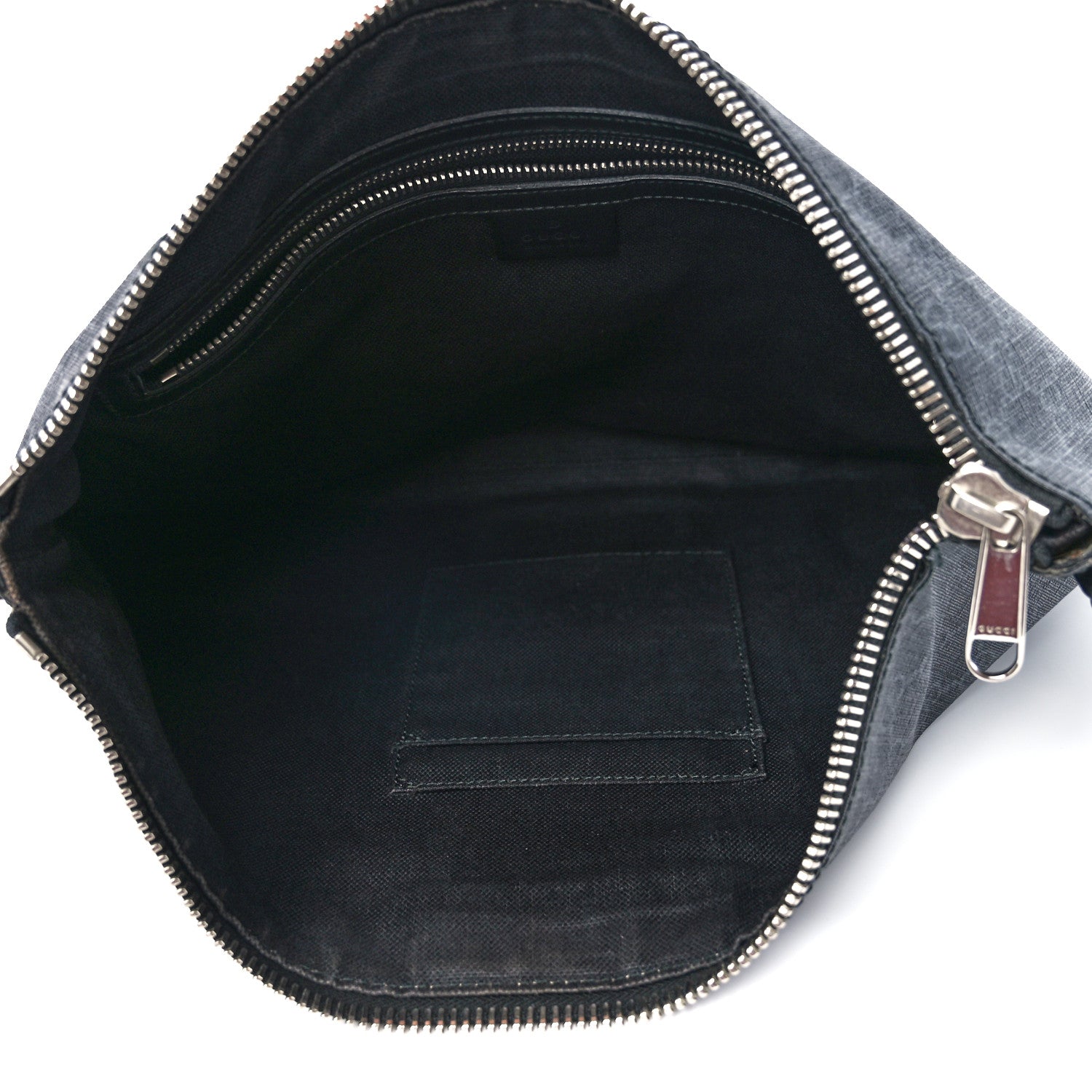 Gucci Soft GG Supreme Monogram Appia Calfskin Web East West Messenger Bag Black Grey 4 of 13